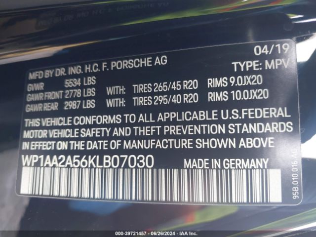 WP1AA2A56KLB07030 Porsche Macan
