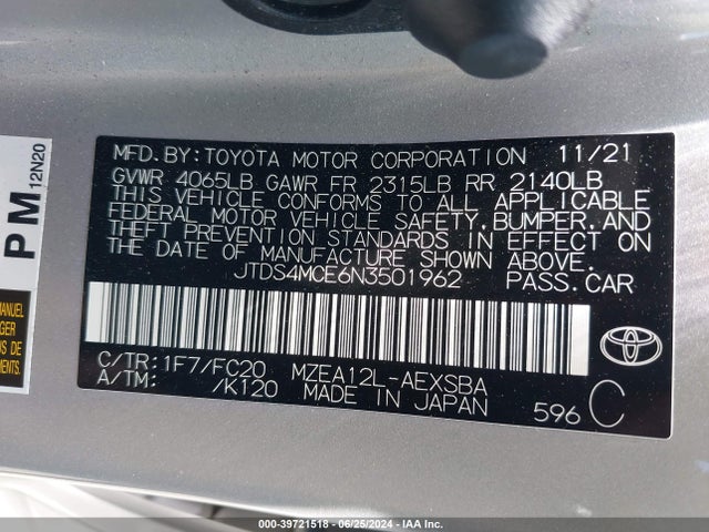 Toyota COROLLA SE 2022 JTDS4MCE6N3501962 Image 9