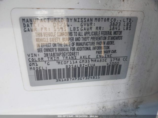 3N1AB7AP3GY324811 Nissan SENTRA S