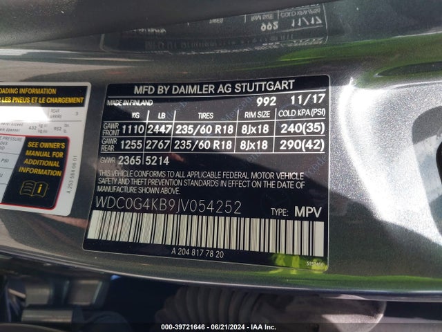 WDC0G4KB9JV054252 Mercedes-Benz Glc 300 4matic