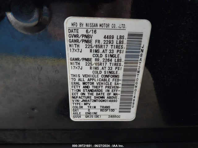 Nissan ROGUE S 2016 JN8AT2MT0GW014990 Image 9