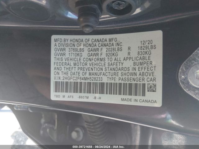 2HGFC2F64MH528233 Honda Civic Lx