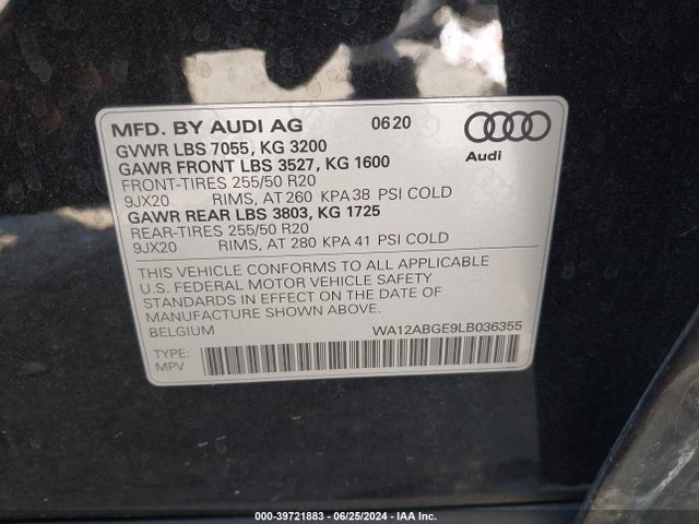 2020 AUDI E-TRON SPORTBACK WA12ABGE9LB036355 Photo 8