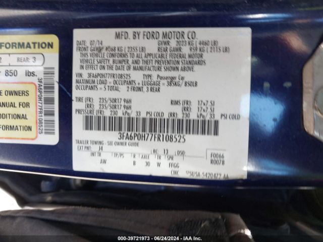 3FA6P0H77FR108525 Ford FUSION SE