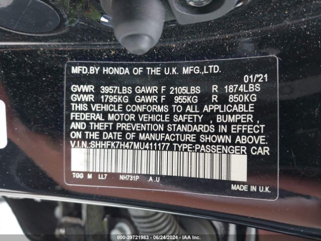 SHHFK7H47MU411177 Honda Civic Sport