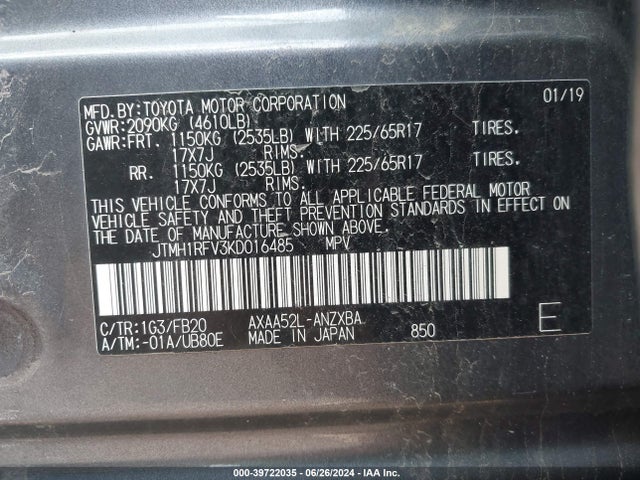 Toyota RAV4 LE 2019 JTMH1RFV3KD016485 Image 9