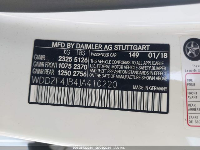 WDDZF4JB4JA410220 Mercedes-Benz E 300