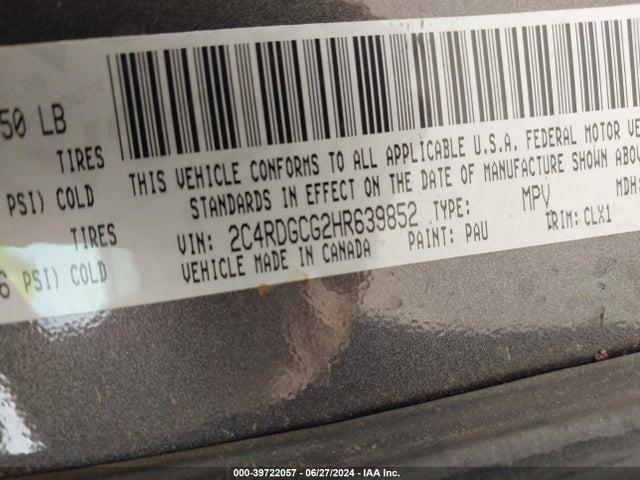 Dodge Grand Caravan Sxt 2017 2C4RDGCG2HR639852 Image 9