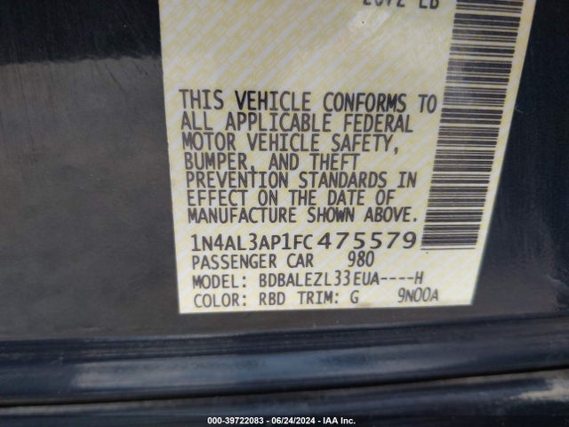 Nissan Altima 2.5 S 2015 1N4AL3AP1FC475579 Image 9