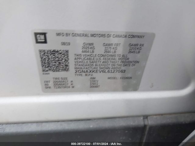 2020 CHEVROLET EQUINOX 2GNAXKEV6L6127063 Photo 8