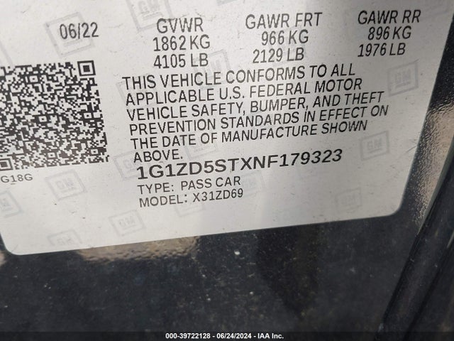 Chevrolet Malibu Fwd Lt 2022 1G1ZD5STXNF179323 Image 9