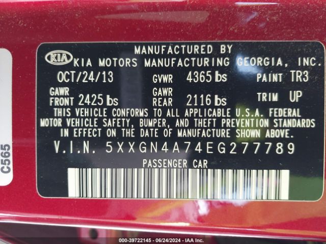 5XXGN4A74EG277789 KIA OPTIMA EX