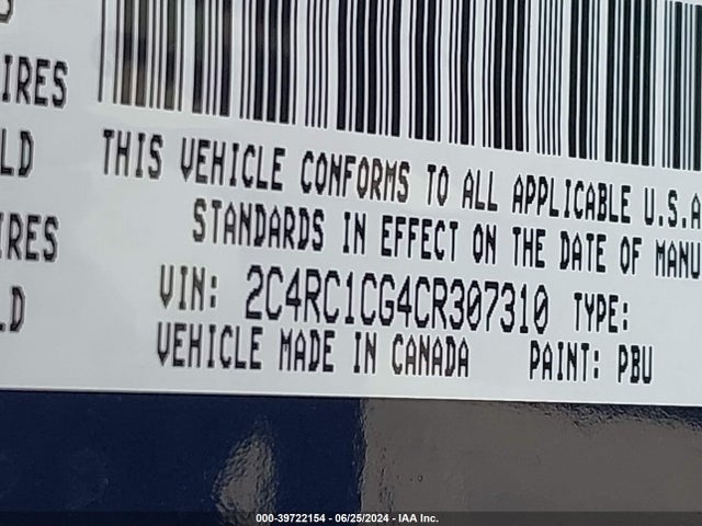 39722154 :رقم المزاد ، 2C4RC1CG4CR307310 vin ، 2012 Chrysler Town & Country Touring-l مزاد بيع