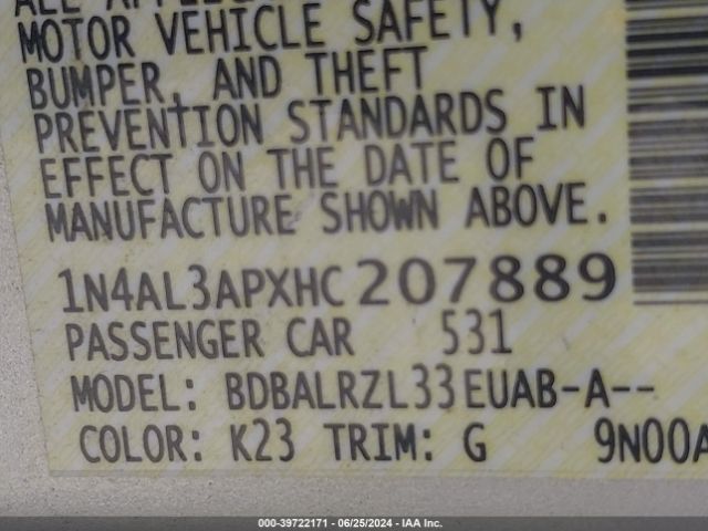 1N4AL3APXHC207889 Nissan Altima 2.5 Sl