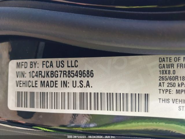 1C4RJKBG7R8549686 Jeep Grand Cherokee L Limited 4x4