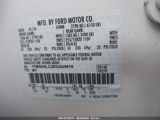 Ford Explorer King Ranch 2024 1FM5K8LC2RGA09819 Image 9