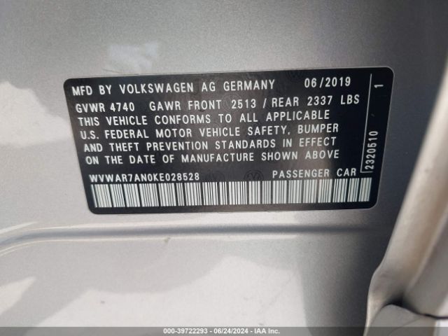 WVWAR7AN0KE028528 Volkswagen Arteon 2.0t Se