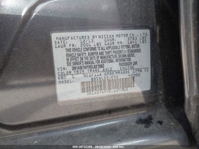3N1AB7APXEL627062 Nissan SENTRA S