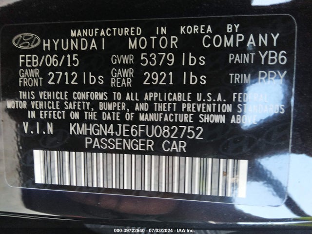 Hyundai Genesis 3.8 2015 KMHGN4JE6FU082752 Image 9