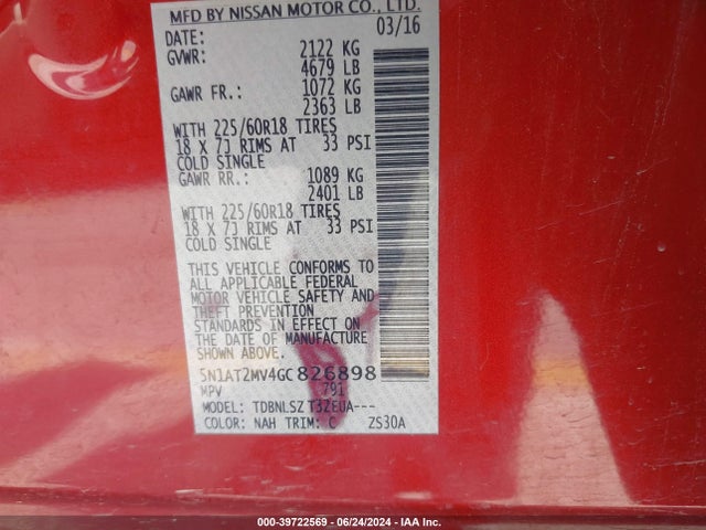 Nissan Rogue Sl 2016 5N1AT2MV4GC826898 Image 9