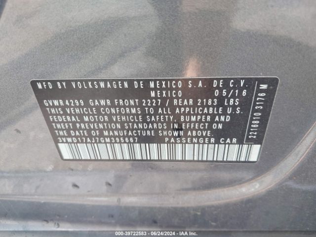 3VWD17AJ7GM395667 Volkswagen Jetta 1.8t Sport
