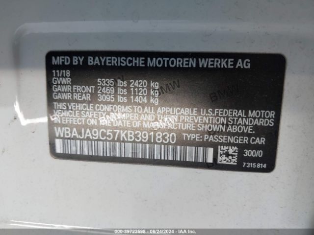 WBAJA9C57KB391830 BMW 530e Iperformance