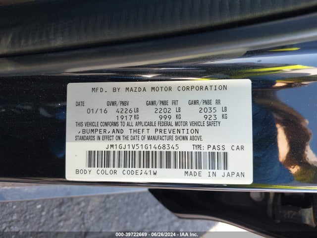 JM1GJ1V51G1468345 Mazda Mazda6 I Touring