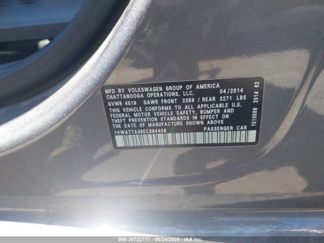 1VWAT7A35EC094408 Volkswagen Passat 1.8t Wolfsburg Edition