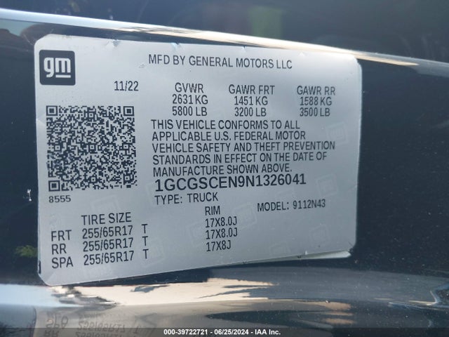 1GCGSCEN9N1326041 Chevrolet Colorado 2wd  Short Box Lt