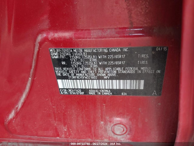 Toyota Rav4 Xle 2015 2T3RFREV5FW321602 Image 9