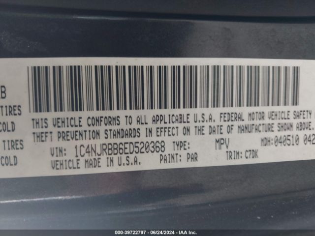 1C4NJRBB6ED520368 Jeep Patriot Sport