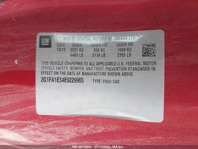 Chevrolet Camaro 2ls 2014 2G1FA1E34E9229965 Image 9