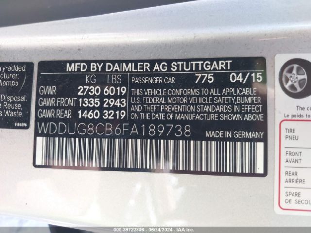 WDDUG8CB6FA189738 Mercedes-Benz S 550
