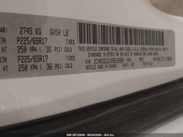 Dodge Grand Caravan Sxt 2019 2C4RDGCG1KR516924 Image 9