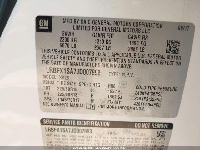 LRBFX1SA7JD007893 Buick Envision Essence