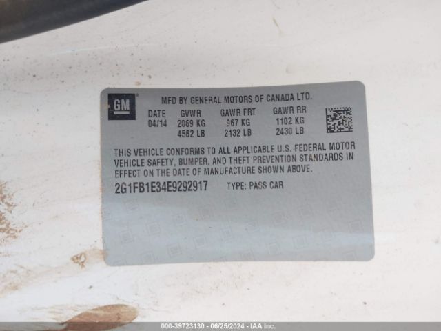 2G1FB1E34E9292917 Chevrolet Camaro 1lt
