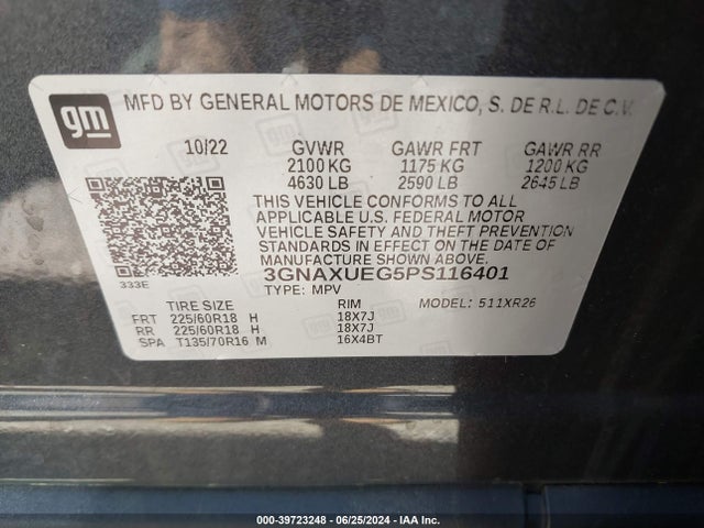 Chevrolet Equinox Awd Lt 2023 3GNAXUEG5PS116401 Image 9