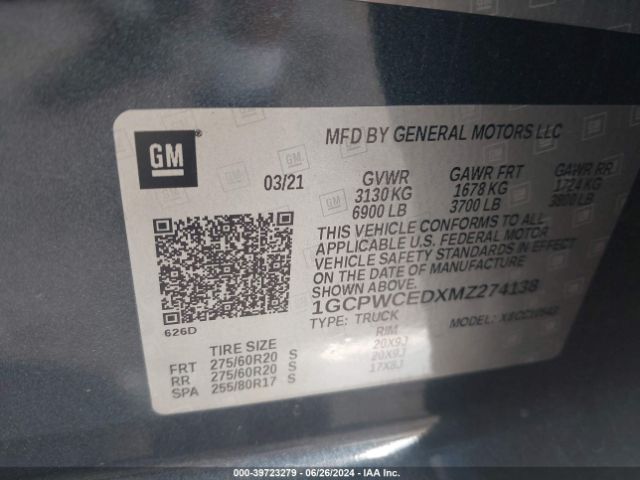 1GCPWCEDXMZ274138 Chevrolet Silverado 1500 2wd  Short Bed Lt