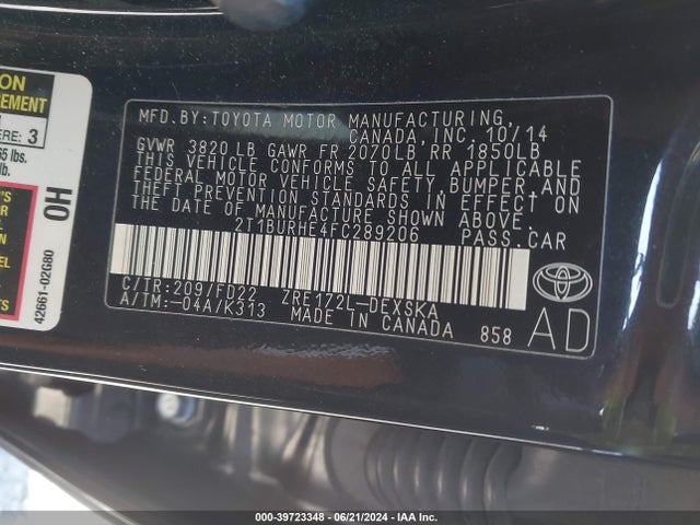 Toyota Corolla S Plus 2015 2T1BURHE4FC289206 Image 9