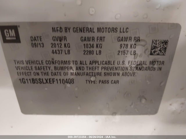 Chevrolet Malibu 1ls 2014 1G11B5SLXEF110408 Image 9