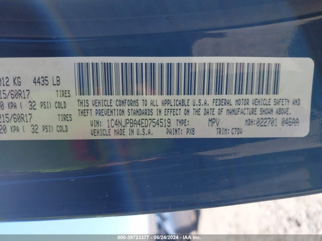 Jeep Patriot Altitude 2014 1C4NJPBA4ED754519 Image 9