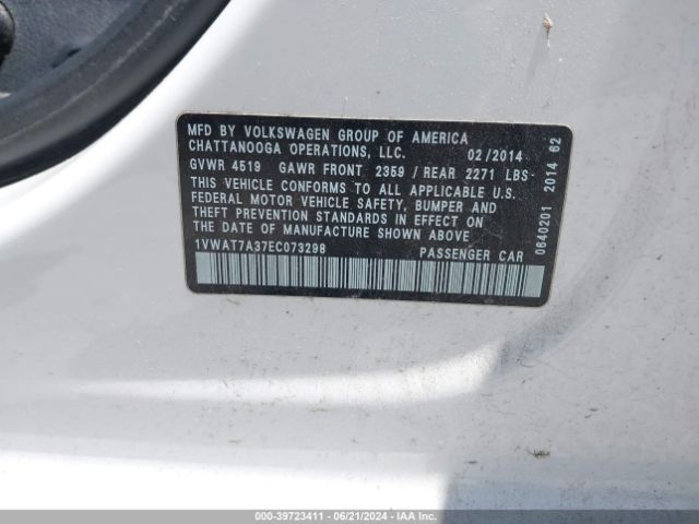 1VWAT7A37EC073298 Volkswagen Passat 1.8t Wolfsburg Edition