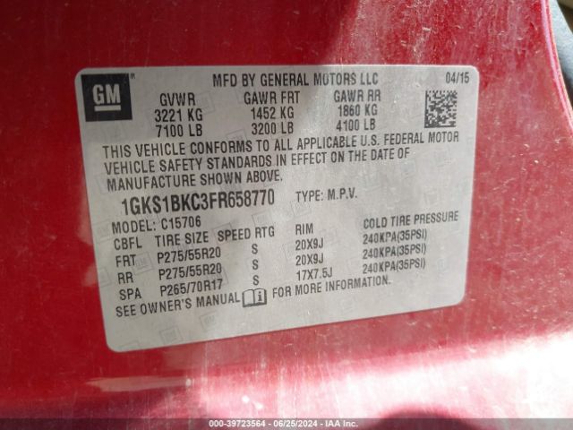 1GKS1BKC3FR658770 GMC YUKON SLT