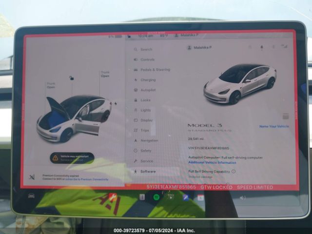 5YJ3E1EAXMF851865 Tesla Model 3 Standard Range Plus Rear-wheel Drive