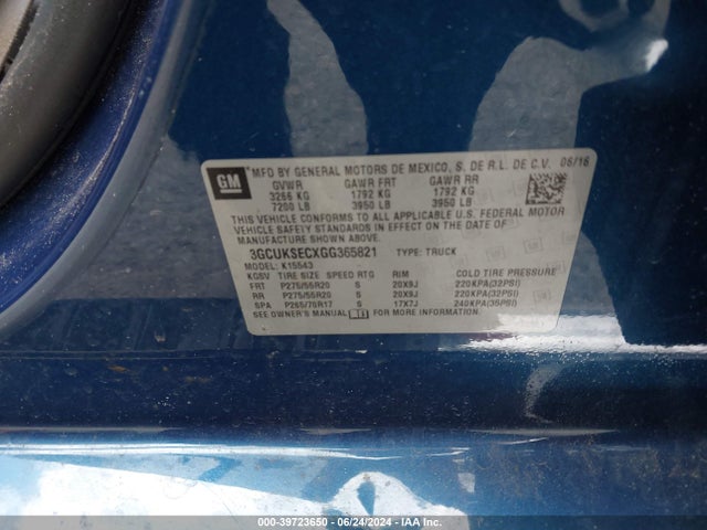 Chevrolet Silverado 1500 2lz 2016 3GCUKSECXGG365821 Image 9
