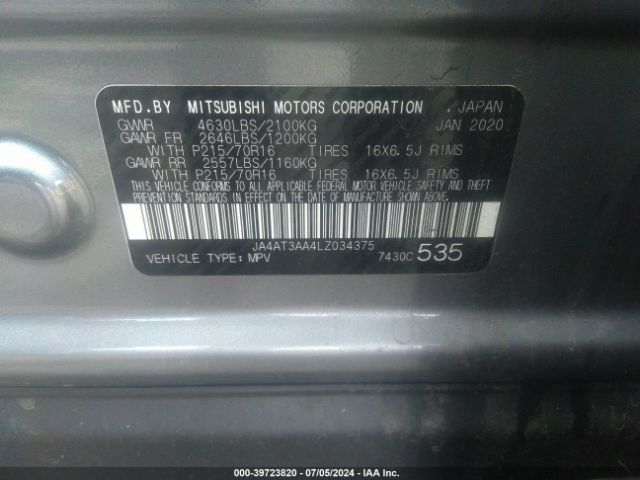 2020 MITSUBISHI ECLIPSE CROSS JA4AT3AA4LZ034375 Photo 8