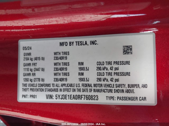 2024 TESLA MODEL 3 5YJ3E1EA0RF760823 Photo 8