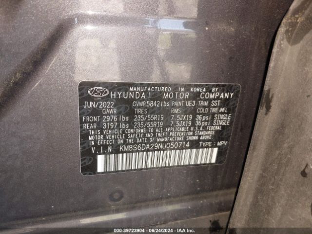 KM8S6DA29NU050714 Hyundai Santa Fe Plug-in Hybrid Sel Convenience