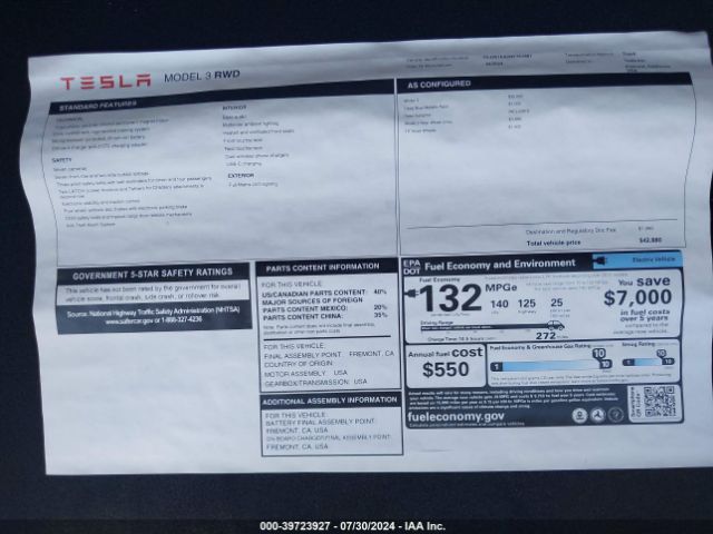 5YJ3E1EA2RF751881 Tesla Model 3 Rear-wheel Drive