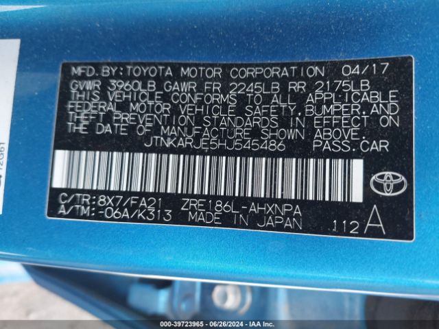 JTNKARJE5HJ545486 Toyota COROLLA IM